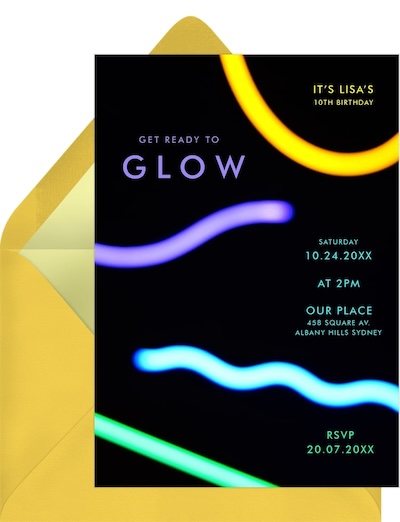 Party themes for teens: Glow Sticks Invitation
