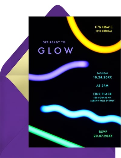 15th birthday ideas: Glow Sticks Invitation