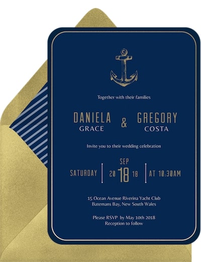 Golden Anchor Invitation
