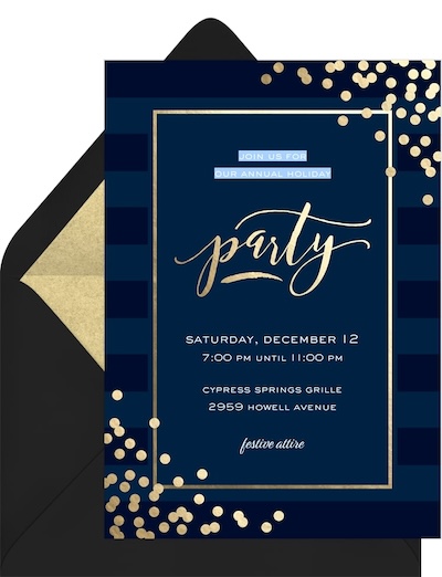 Golden Confetti Celebration Invitation