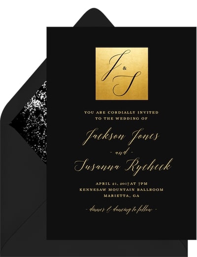 Classic wedding invitations: Golden Plaque Invitation