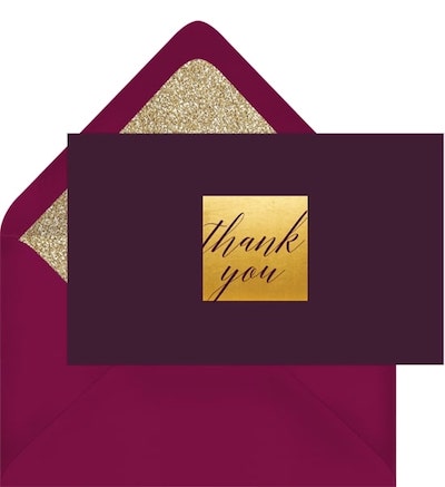 Golden Plaque Thank You Note