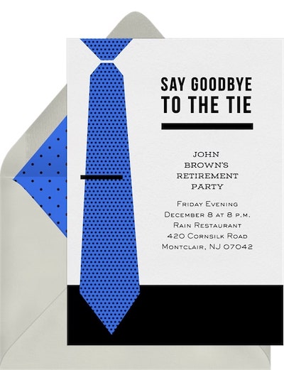 Retirement invitation wording: Goodbye to the Tie Invitation