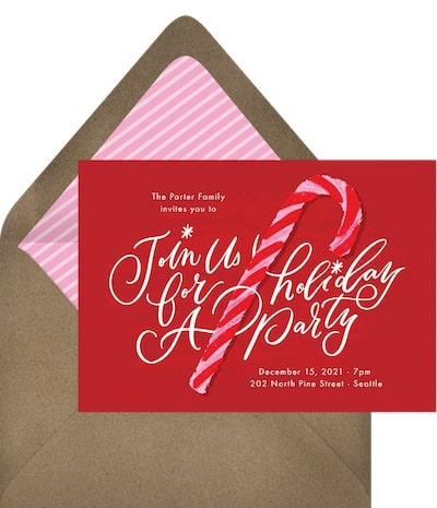 Gouache Candy Cane Invitation