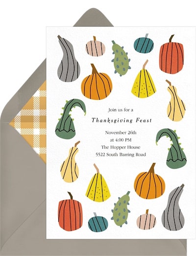 Thanksgiving party ideas: Gourdness Gracious Invitation