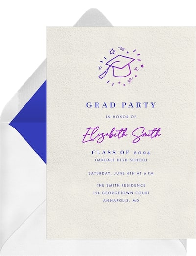 Grad Cap Confetti Invitation