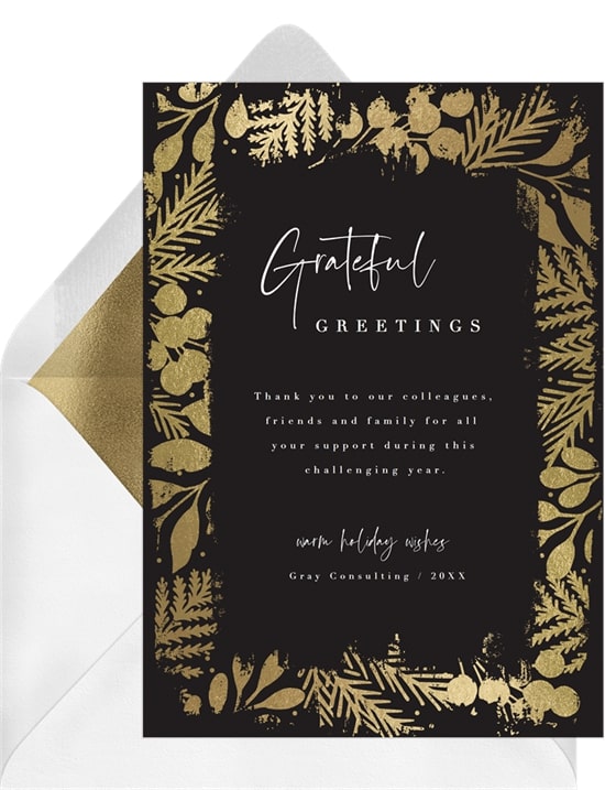 Holiday message to clients: Grateful Greetings Card