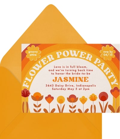 Bridal games: Groovy Petals Invitation