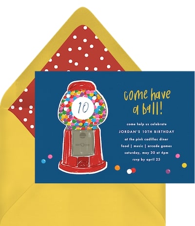 Unique first birthday party ideas boy: Gumball Machine Invitation