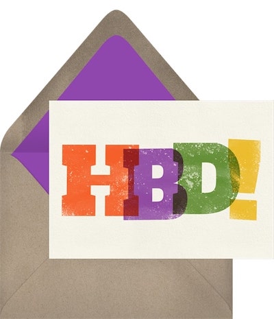Birthday greetings: HBD Card