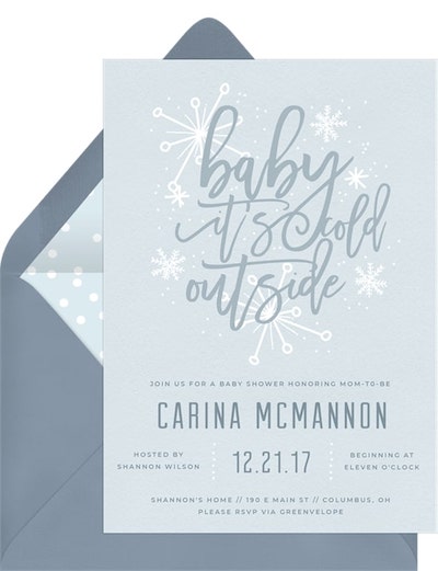 Winter baby shower: Handlettered Snowflake Invitation