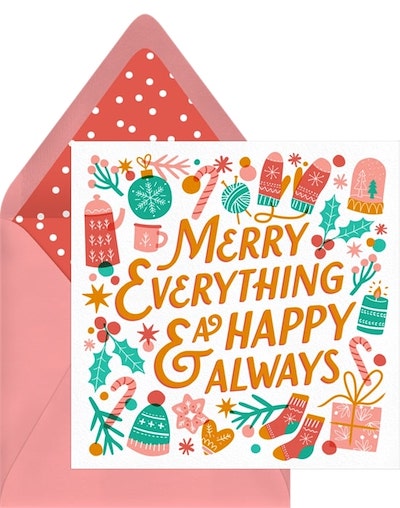 Christmas card text: Happy Always Card