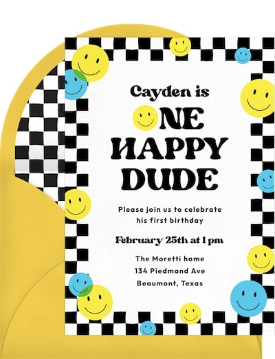 Happy One Invitation