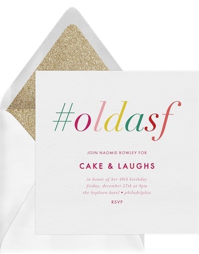 80th birthday invitations: Hashtag Old Invitation