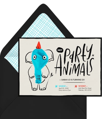 Hey Party Animals Invitation