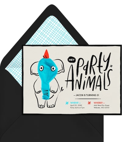 1st birthday invitations: Hey Party Animals Invitation