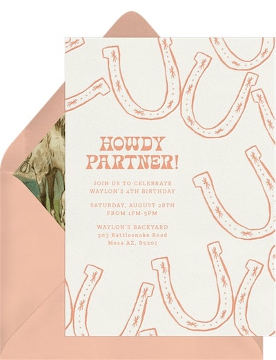 Western theme party: Howdy Partner Invitation