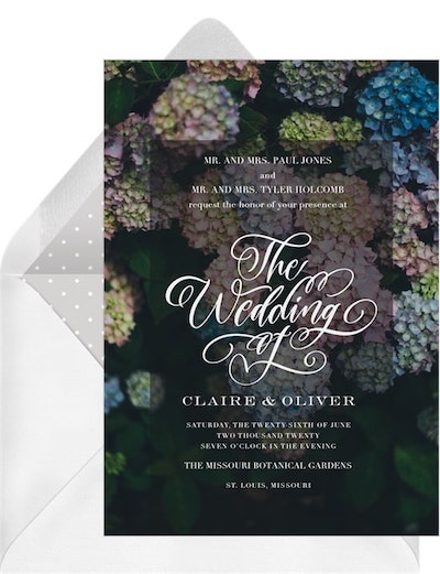 Spring wedding ideas: Hydrangeas Invitation