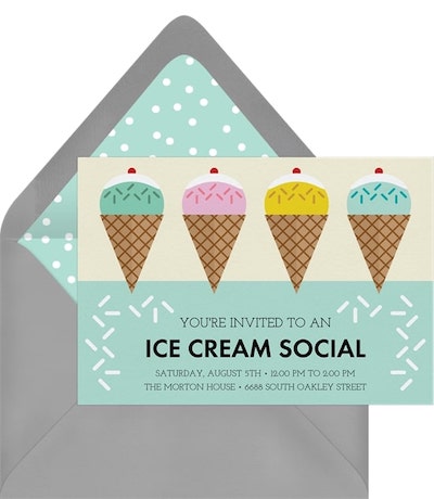 Bridal shower themes: Ice Cream Social Invitation