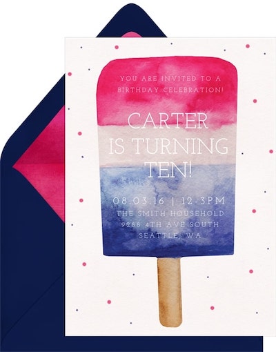 4th of July activities for adults: Ice Pop Fun Invitation