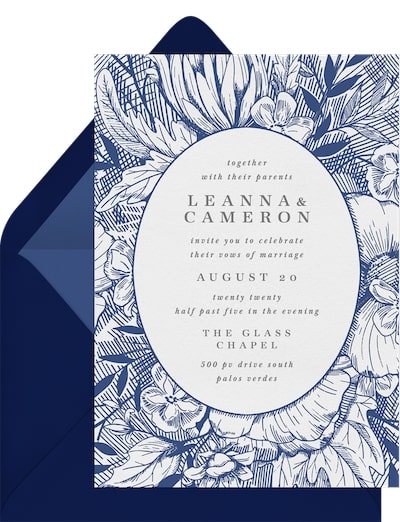 Wedding color palette: Inked Florals Invitation