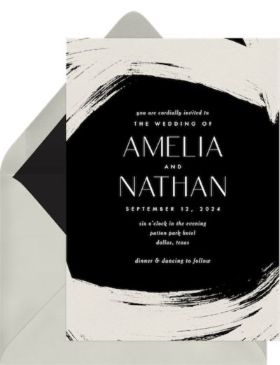 Black and white wedding invitations: Inky Strokes Invitation