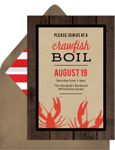 Invitation for a crawfish boil