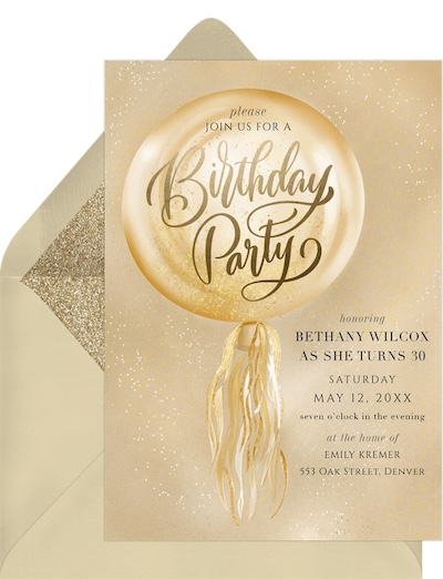 Iridescent Confetti Balloon Invitation