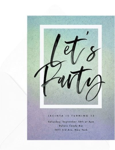 15th birthday ideas: Iridescent Ombre Invitation