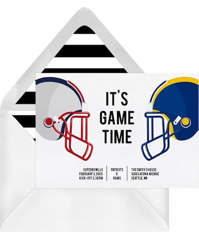 Super Bowl party ideas: It's Game Time Invitation