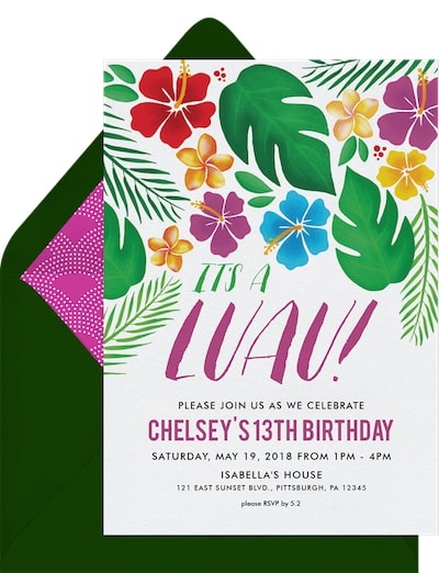 Birthday party ideas: It's A Luau! Invitation