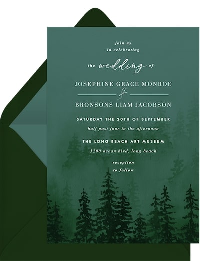 Fall wedding colors: Jewel Tone Forest Invitation