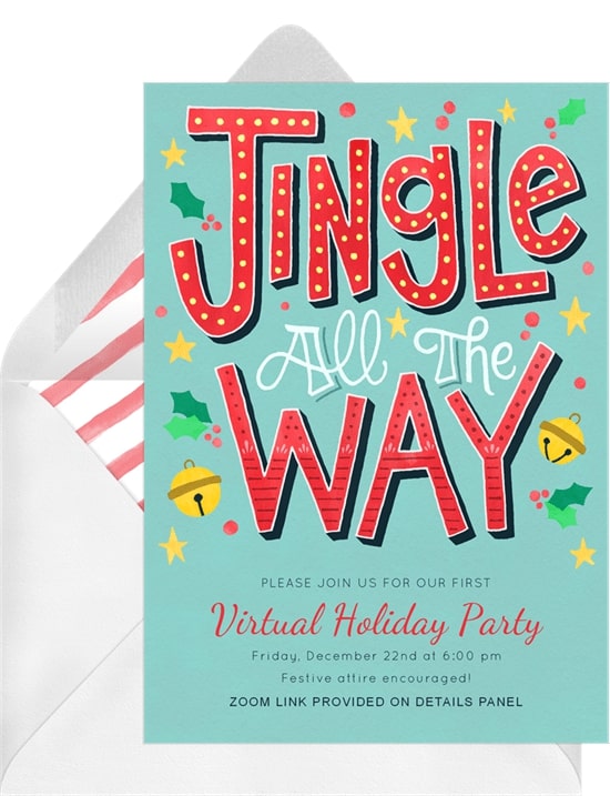 Virtual Christmas party ideas: Jingle All The Way Invitation