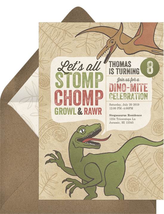 Dinosaur birthday invitations: Jurassic Park Invitation