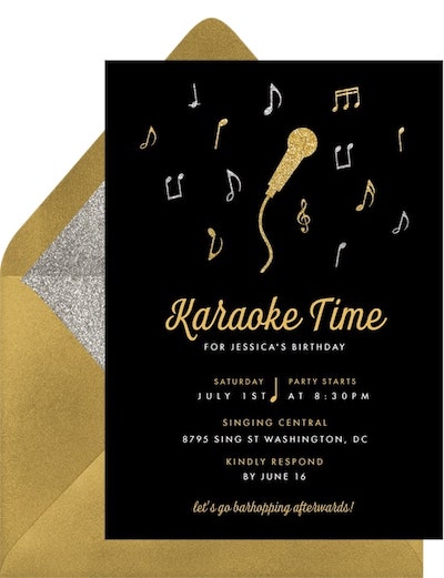 21st birthday decorations: Karaoke Night Invitation