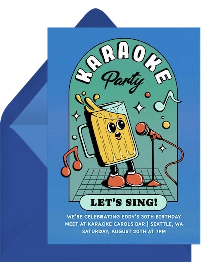 Unique birthday ideas for adults: Karaoke Party! Invitation