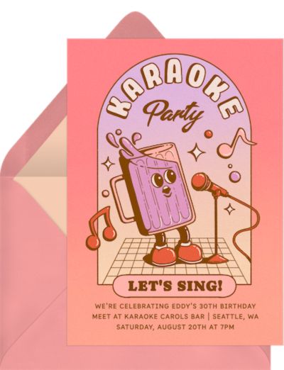 Things to do with friends at home: Karaoke Party! Invitation