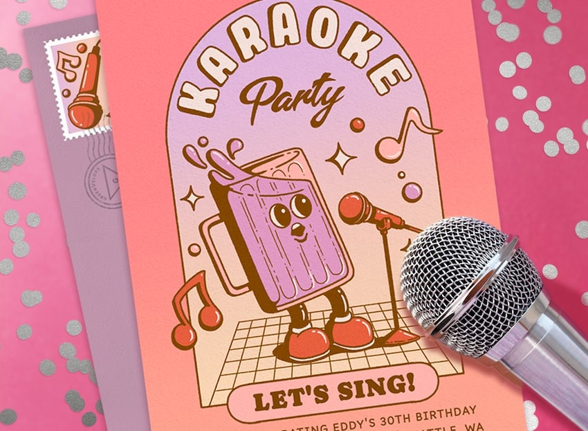 Karaoke party ideas: Karaoke Party Invitation and a mic