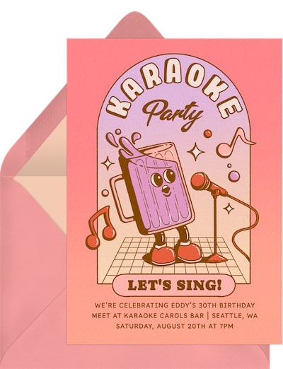 Party themes for adults: Karaoke Party! Invitation