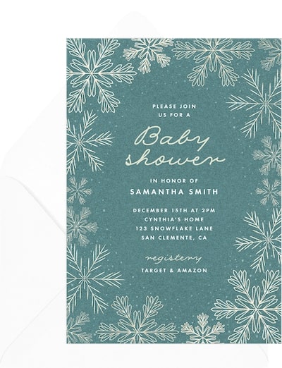 Winter baby shower invitations: Lace Snowflake Invitation