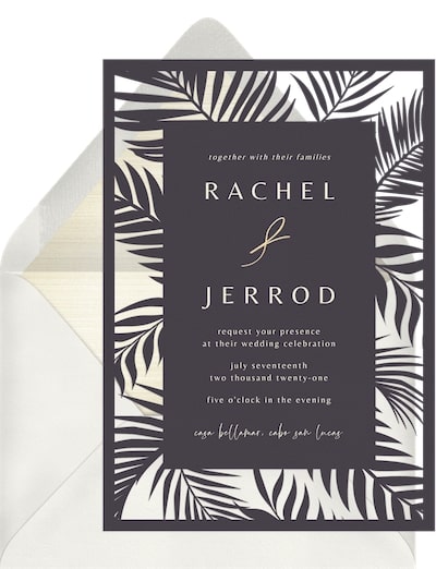 Affordable wedding invitations: Laser Cut Palms Invitation