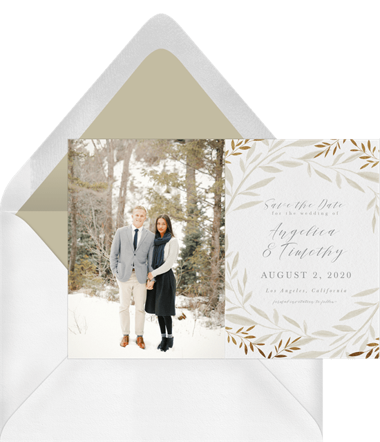 photo invitations: Laurel Wreath Save the Date