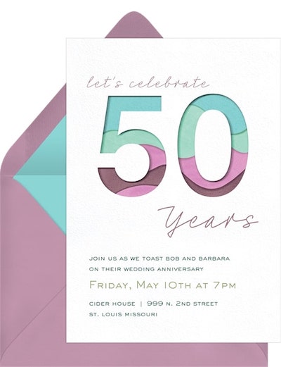 50th wedding anniversary: Layered 50 Invitation