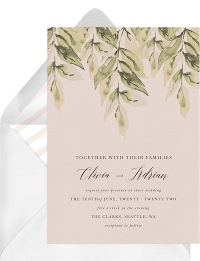 Summer wedding colors: Leafy Details Invitation
