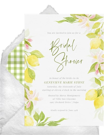 Lemon themed bridal shower: Lemon Orchard Invitation