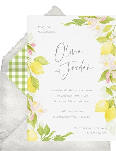 Brunch wedding: Lemon Orchard Invitation