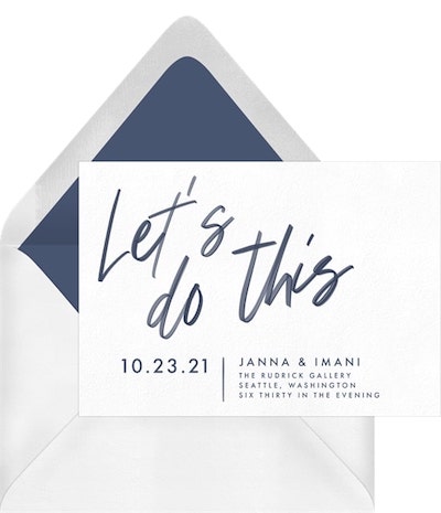 Elopement invitations: Let's Do This Invitation