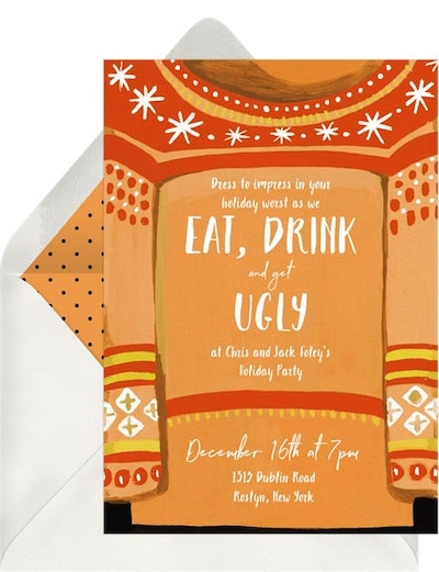 Virtual holiday party ideas for work: Let's Get Ugly Invitation
