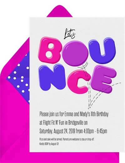 Let's Bounce Invitation