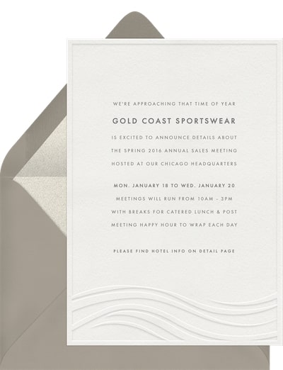 Letterpress Waves Invitation